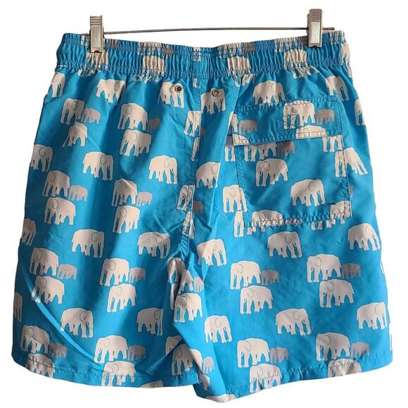 TOM & TEDDY Blue and‎ White Elephants UPF 50+ Quick Dry Swim Shorts Size Small - Picture 2 of 11